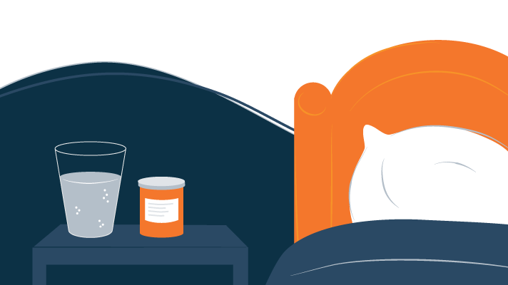 Bottle of Medications On the Bedside Table Illustration Bottle of Medications On the Bedside Table Illustration