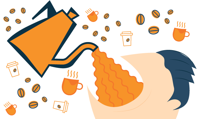 Drinking a Lot of Coffee Illustration