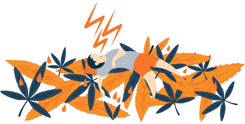 Illustration Of A Man Sleeping on Marijuana Leaves and Snoring Illustration Of A Man Sleeping on Marijuana Leaves and Snoring
