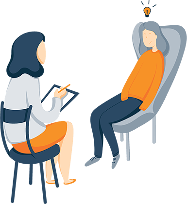 Illustration of A Woman Sitting on a Couch Talking to a Therapist
