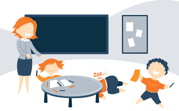Illustration of Kids Playing While One is Asleep
