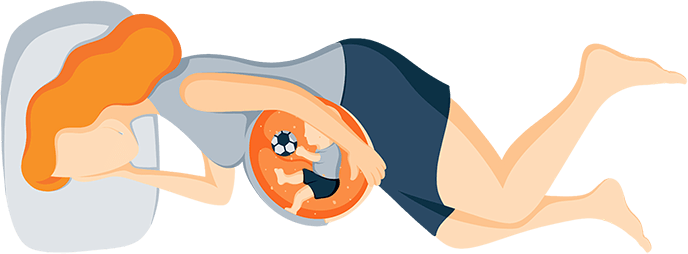 Illustration of a Baby Playing Football In Mommys Belly