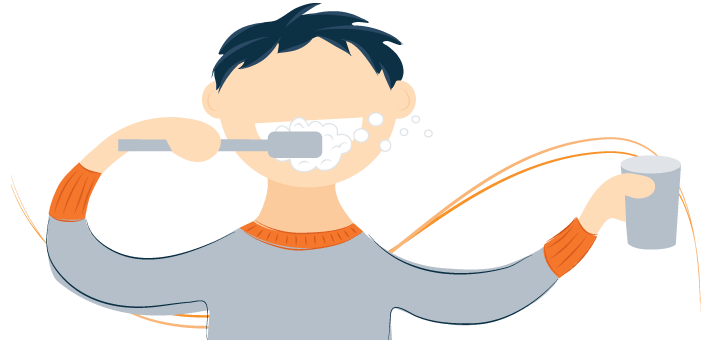Little Boy Brushing Teeth Illustration