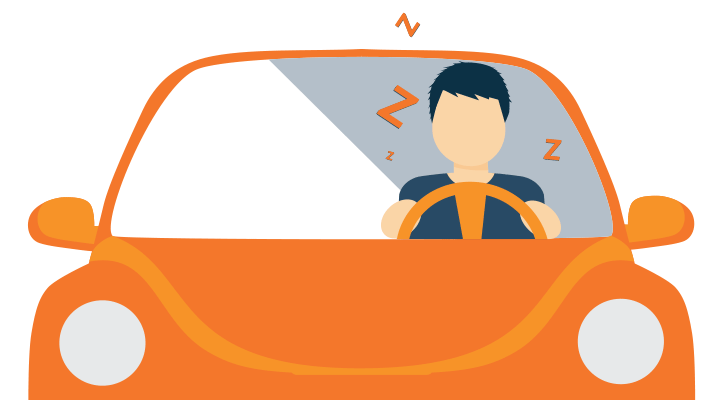 Man Falling Asleep While Driving Animation