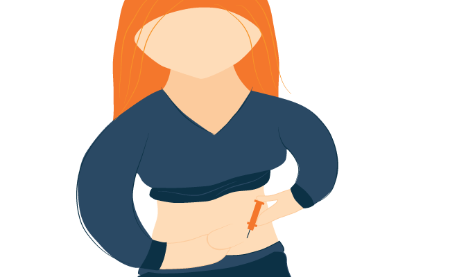 Woman Injecting Insulin Into Her Stomach Illustration