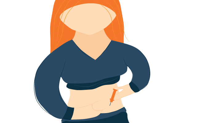 Woman Injecting Insulin Into Her Stomach Illustration Woman Injecting Insulin Into Her Stomach Illustration
