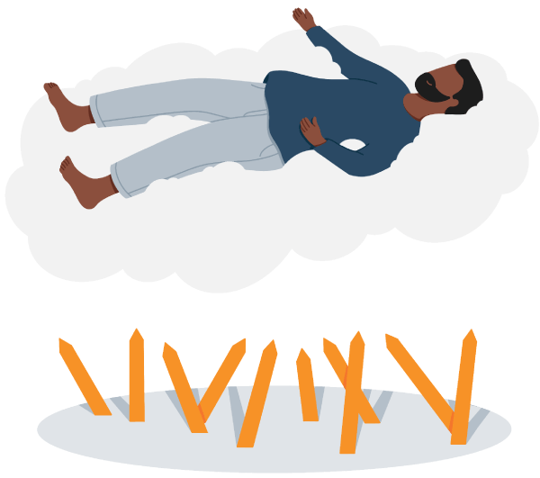 A Man Floating above the Cloud Like in a Dream Illustration