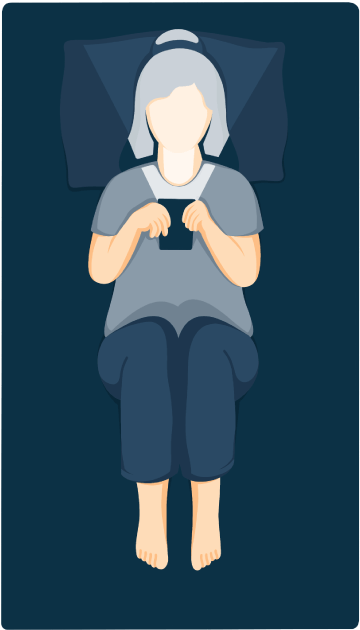 A Woman In a Bed Looking at Her Phone in the Dark Illustration A Woman In a Bed Looking at Her Phone in the Dark Illustration