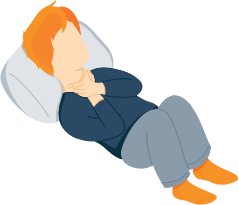A Woman Lying in Bed Grasps Her Neck as if She is Choking Illustration