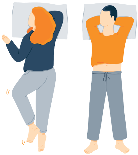 Illustration of a Womans Leg Shaking as She Is Lying in Bed