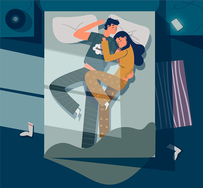 a-couple-is-sleeping-together-vector-image a couple is sleeping together vector image