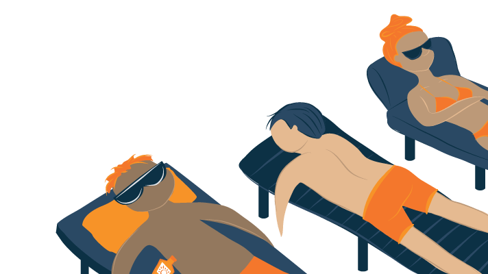 A Group of Students Sunbathing with Sunglasses Illustration