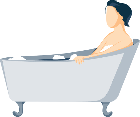 A Lady Taking a Warm Bath - Illustration