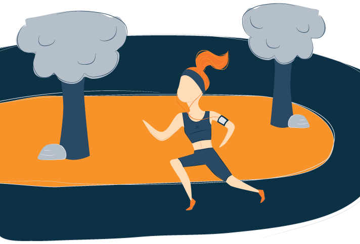 Illustration of A Woman Running on a Track in Athletic Gear