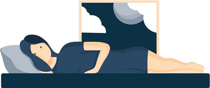 Illustration of An Exhausted Woman Struggling To Fall Asleep Illustration of An Exhausted Woman Struggling To Fall Asleep