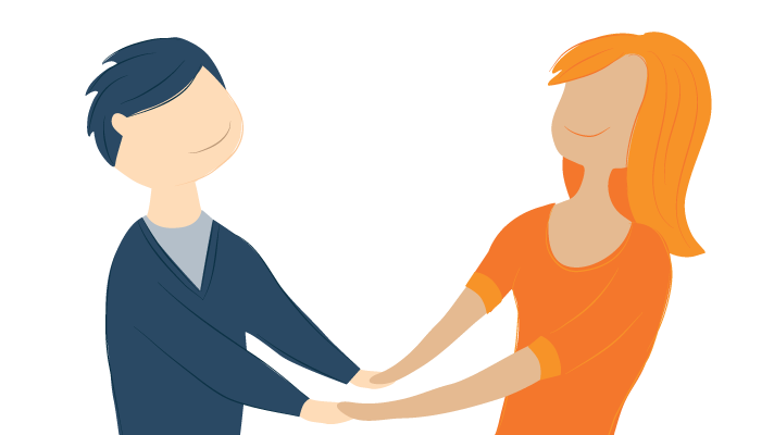 Illustration of a Couple Holding Hands and Smiling