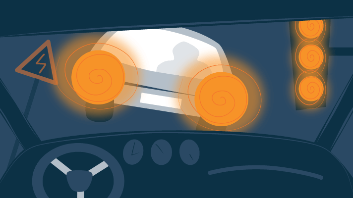 Illustration of a Traffic at Night with Hazy Headlights and Distorted Vision