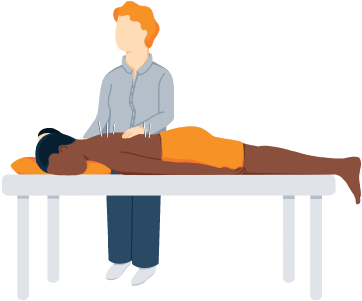 Illustration of a Woman Having Body Acupuncture Treatment