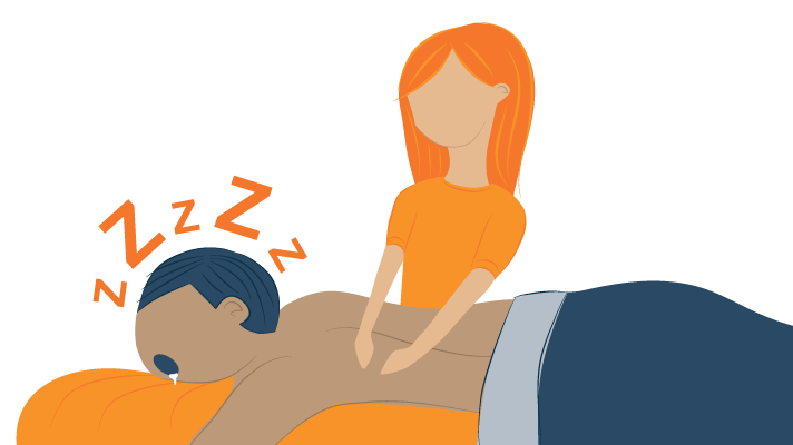 Illustration of a Man Who Fell into Deep Sleep During Massage