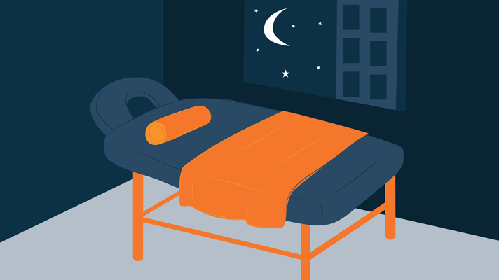 Illustration of Massage Table in a Dark Room