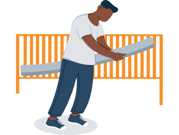 A Man Setting a Crib Mattress Illustration A Man Setting a Crib Mattress Illustration