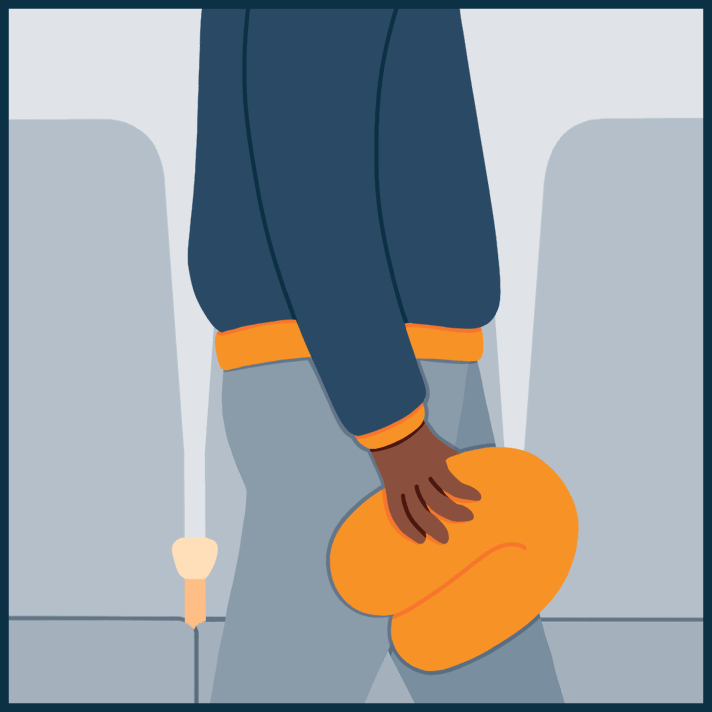 A Person on a Plane with a Travel Pillow around Their Neck Animated Image