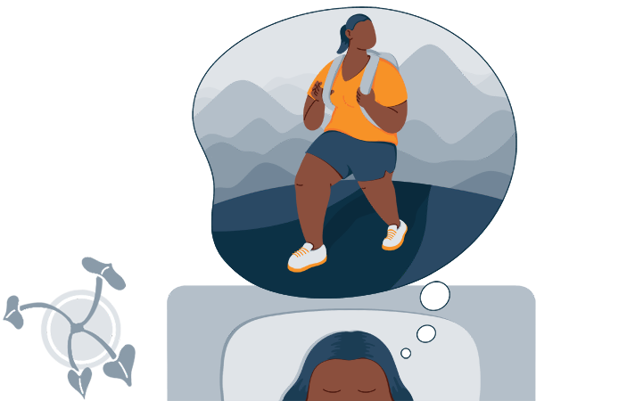 A Woman Laying Down Imagining She is Hiking Illustration A Woman Laying Down Imagining She is Hiking Illustration