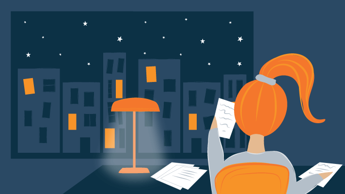 Illustration of A Teenager Doing Homework During the Night Illustration of A Teenager Doing Homework During the Night