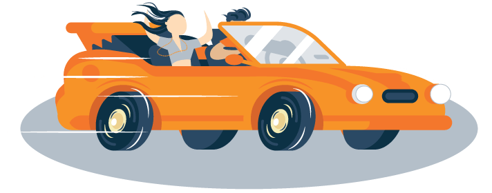 Illustration of Happy Teens Driving Illustration of Happy Teens Driving