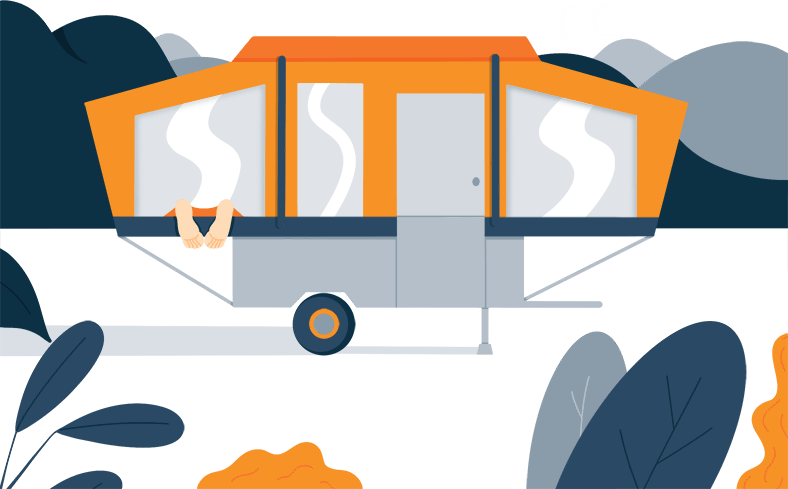 Illustration of a Camper in the Woods Illustration of a Camper in the Woods