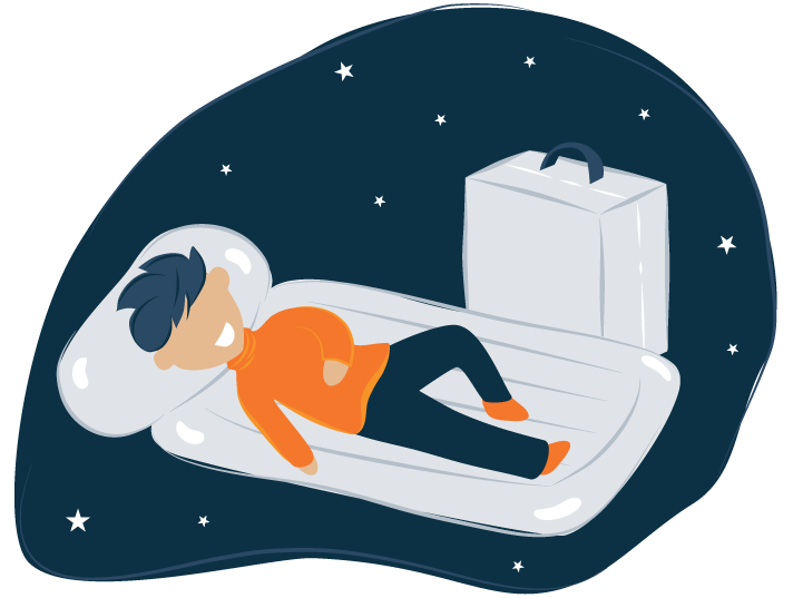 Illustration of a Child on a Inflatable Toddler Bed