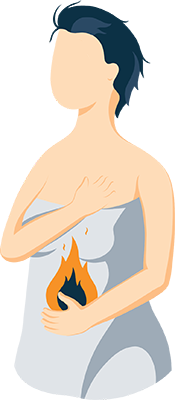Illustration of a Woman Having Heartburn