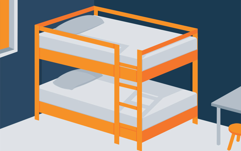 Illustration of an Orange Loft Bed in Kid's Room Illustration of an Orange Loft Bed in Kid's Room