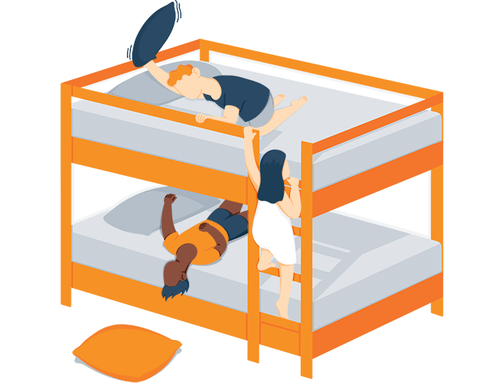 Kids Playing on a Bunk Bed Illustration