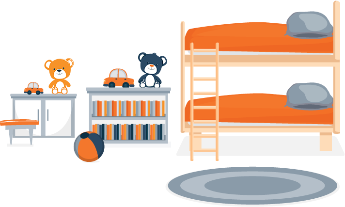 Kid's Room With Bunk Bed Illustration