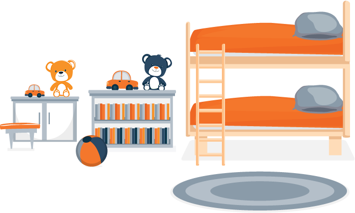 Kids Room With Bunk Bed Illustration