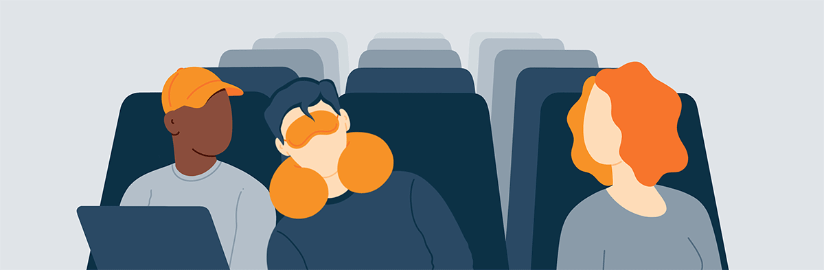 Man's Head Falling While He Sleeps on a Plane Animated Image