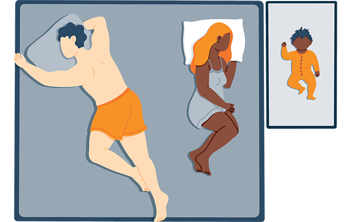 Parents Sharing Room with a Baby Illustration Parents Sharing Room with a Baby Illustration
