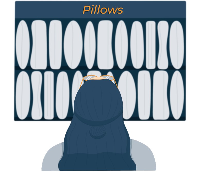 illustration of a woman choosing the right pillow