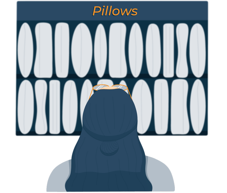 illustration of a woman choosing the right pillow illustration of a woman choosing the right pillow