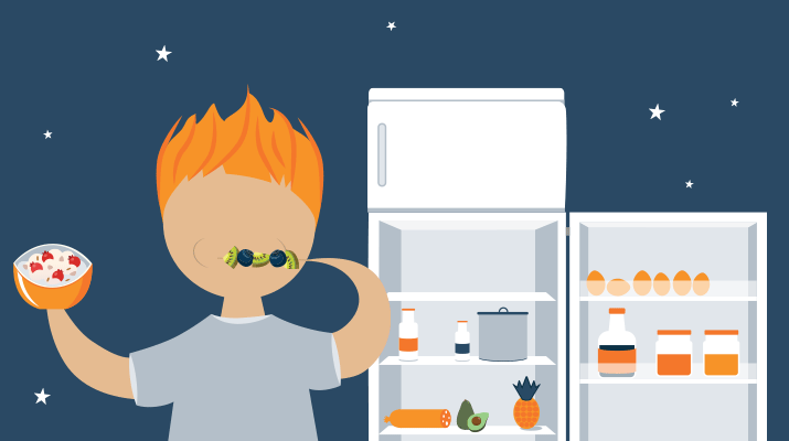 Animated Image of a Boy Having Snack at Night