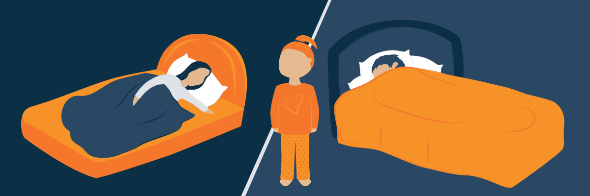 Animated Image of a Girl Trying to Choose Between Mom and Dad