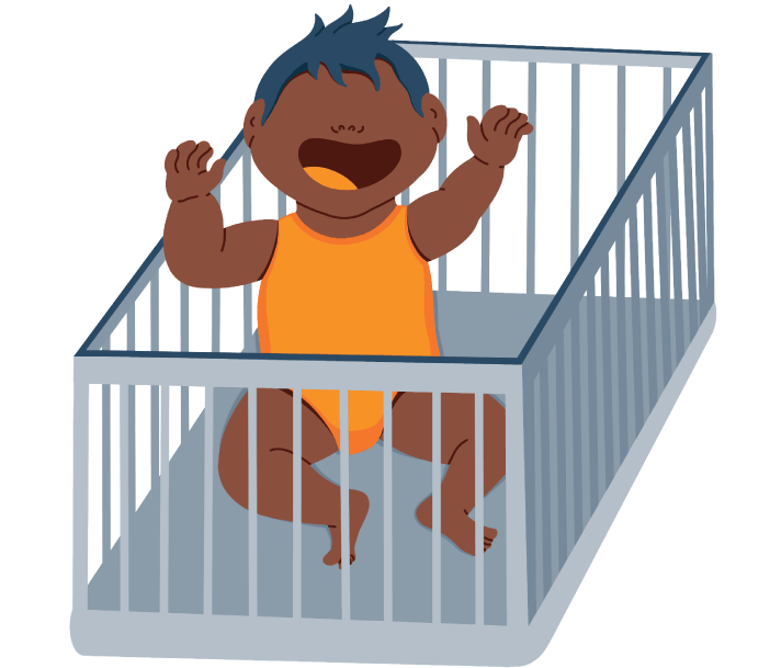 Baby Sitting up in the Crib Crying for their Parent Illustration Baby Sitting up in the Crib Crying for their Parent Illustration