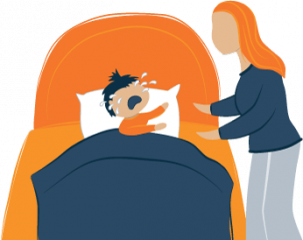 Crying Child Comforted by Their Mom Illustration Crying Child Comforted by Their Mom Illustration