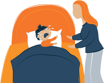 Crying Child Comforted by Their Mom Illustration