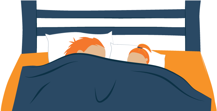 Dad and His Daughter Co-Sleeping Illustration