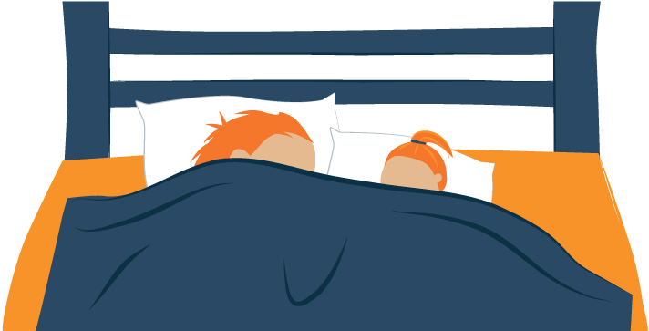 Dad and His Daughter Co Sleeping Illustration
