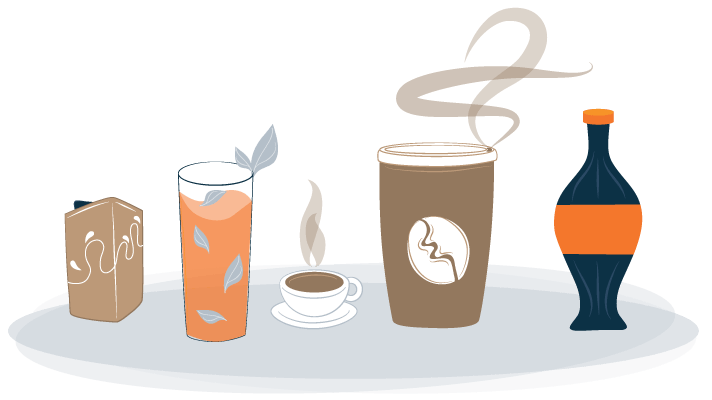 Illustration of Drinks that Contain Caffeine