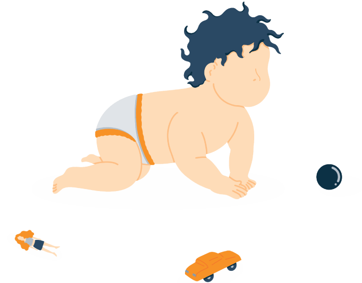 Illustration of a Baby Crawling with Toys all around Them Illustration of a Baby Crawling with Toys all around Them