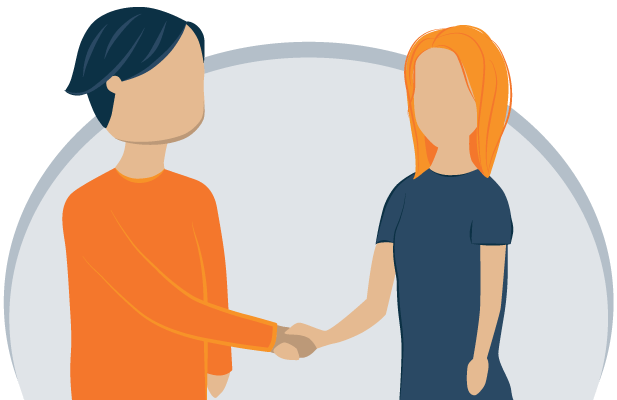 Illustration of a Man and Woman Shaking Hands